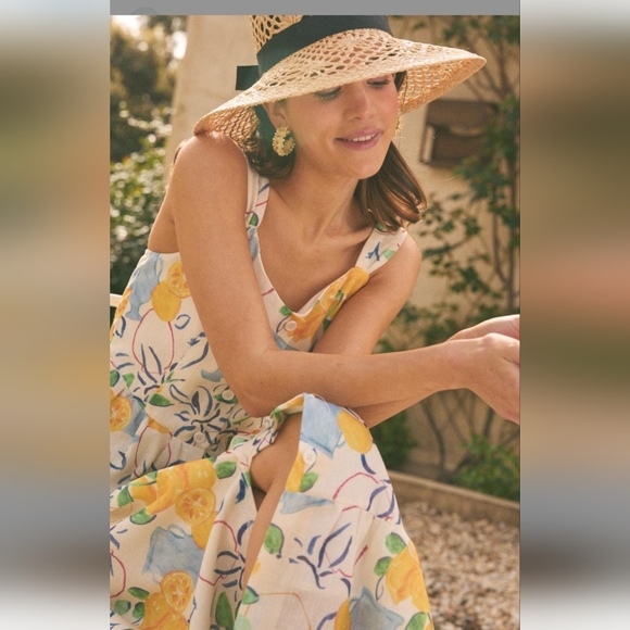 BNWT! Zara linen blend printed midi dress - Picture 3 of 14